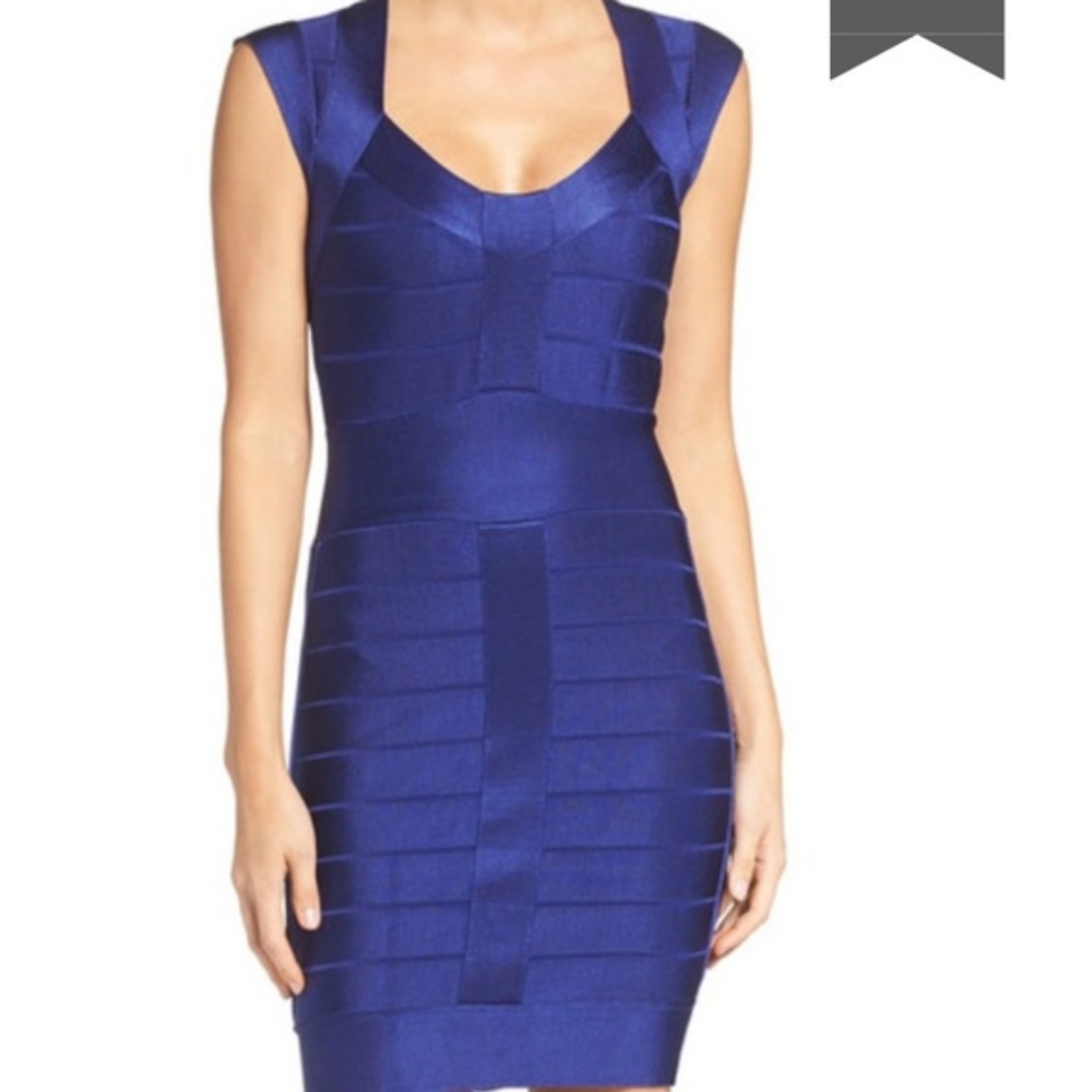 French connection blue bandage bodycon dress 8